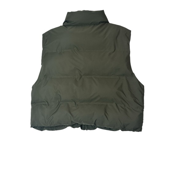 Zara Puffer Vest Women's Size XXL Olive Full Zip Pockets High‎ Collar Outdoor - Picture 2 of 8